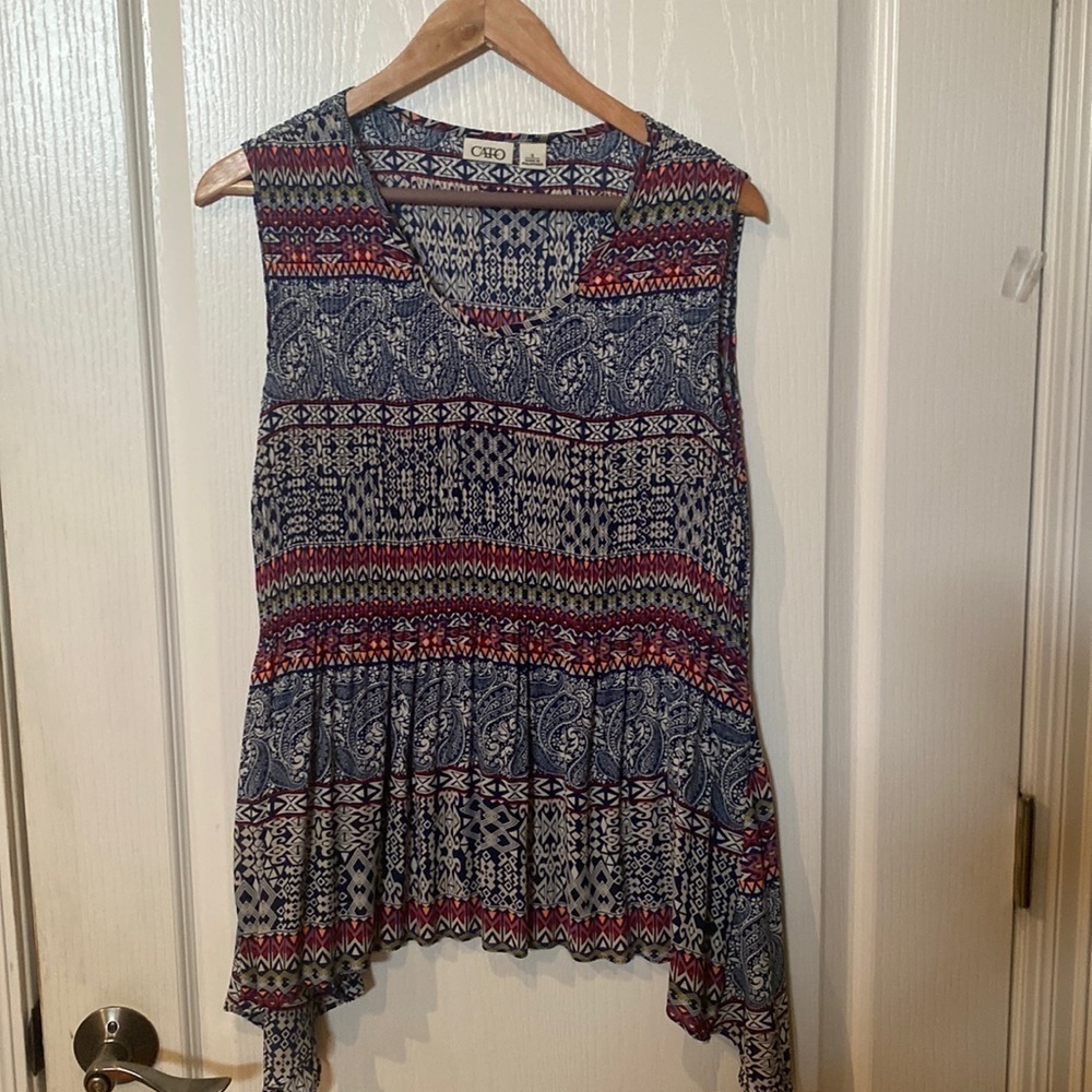 CATO Sz S  short sleeve handkerchief flare pleated bottom- could poss fit Sz M